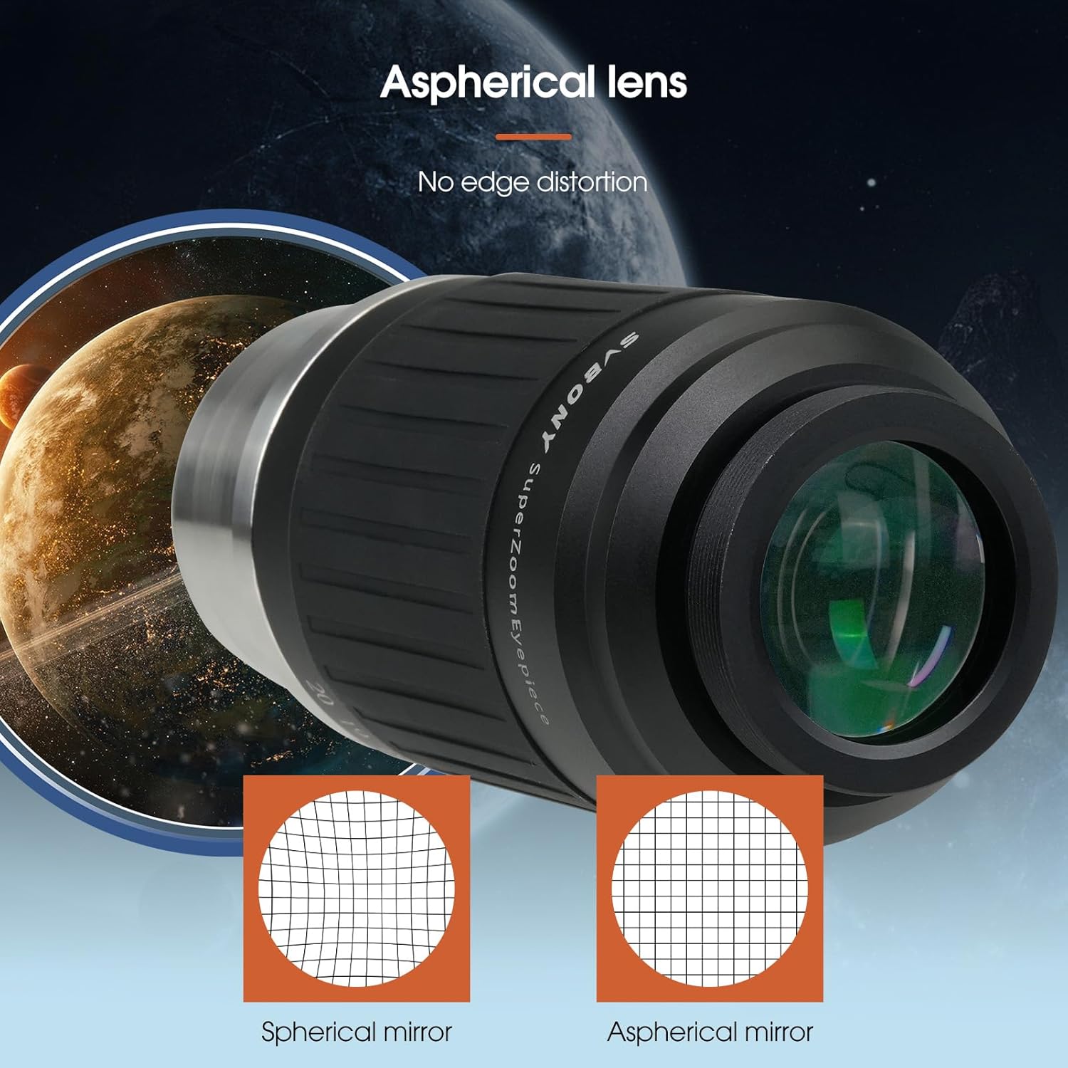 Zoom Eyepiece Set, SV245 Zoom 8 to 16mm Telescope Eyepiece with SV230 8-20mm Zoom Eyepiece, Parfocal Design, 1.25'' 2'' Dual Interface, Telescope Accessories for Planetary Observing Visual