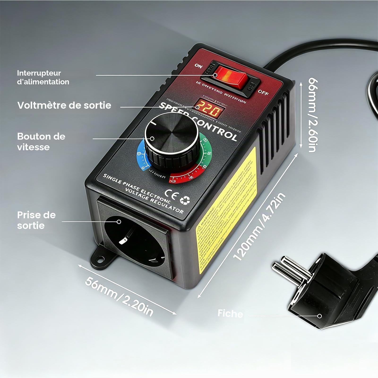 Régulateur De Vitesse 220v,15a 4000w Régulateur De Tension Moteur Ventilateur Vitesse ContrôLeur Régulateur De Vitesse Du Moteur Variateur 10a Pour Par Meuleuse D'Angle