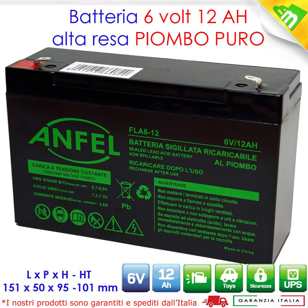 Batteria Ricaricabile Sigillata 6V 12Ah | Per Auto E Moto Bambini, Compatibile Con 6V 10Ah - Foto 9