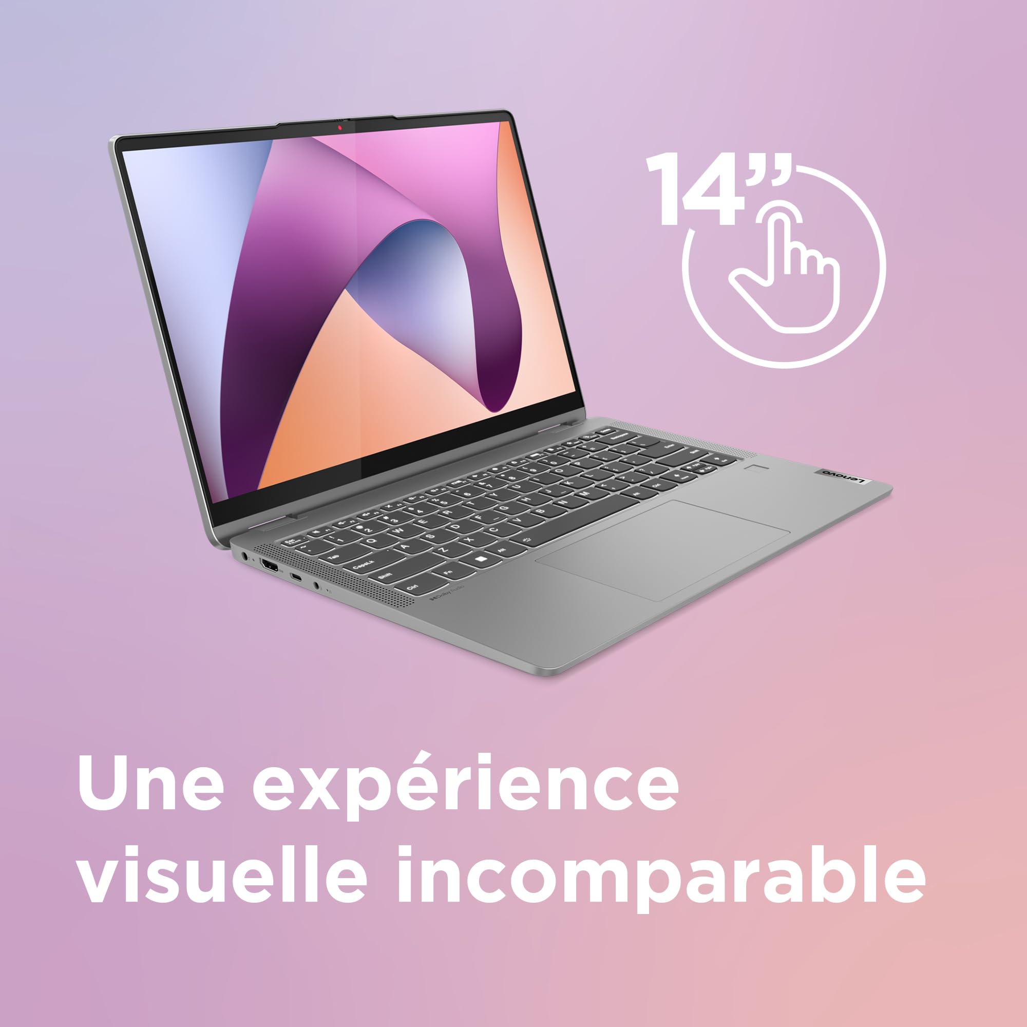 Lenovo IdeaPad Flex 5 14ABR8 Ordinateur Portable 14" WUXGA Tactile AMD Ryzen 7 5825U RAM 16Go SSD 512Go AMD Radeon Graphics Windows 11 Home Clavier AZERTY Français Gris