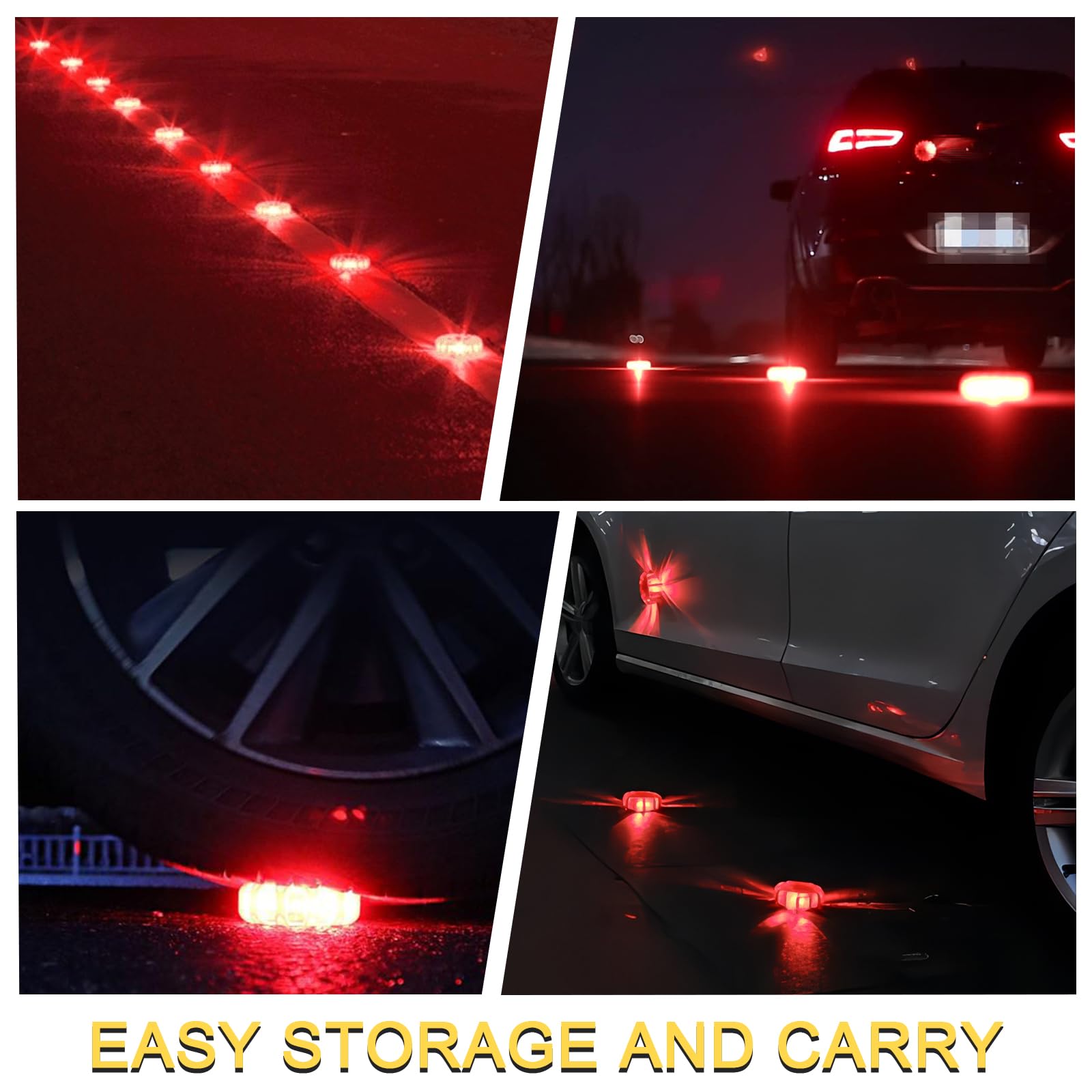 6 x Lampeggiante LED con magnete e gancio, alimentate a batterie con 9 modalità di lampeggiamento, luce di segnalazione a LED per auto, camion, camper, alpinismo, escursionismo