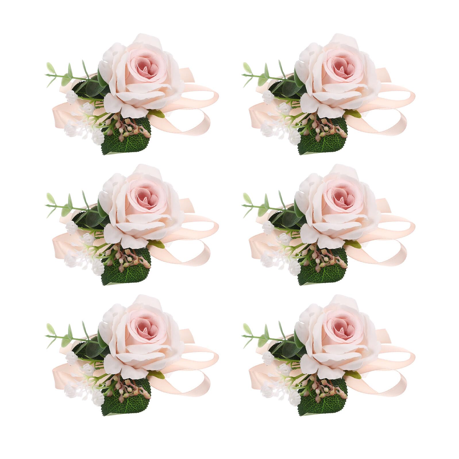 Braccialetto Floreale da Sposa 6 Pezzi Decorazione da Polso Finta per Damigella d'Onore Accessorio per Matrimoni e Feste Speciali Ornamento Delicato e Resistente