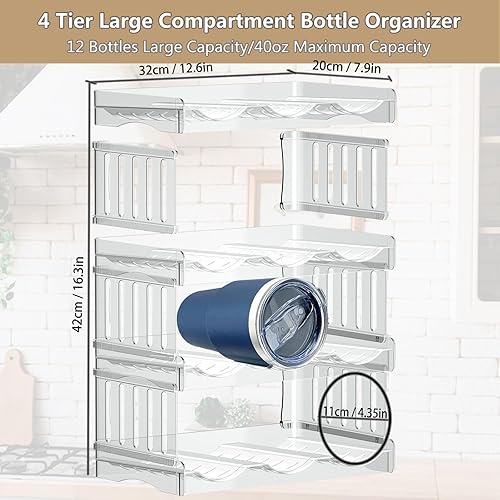 Miniatura 4 de SODPE Organizador de botellas de agua para armario y refrigerador, organizador apilable de despensa de cocina y estante de almacenamiento, soporte