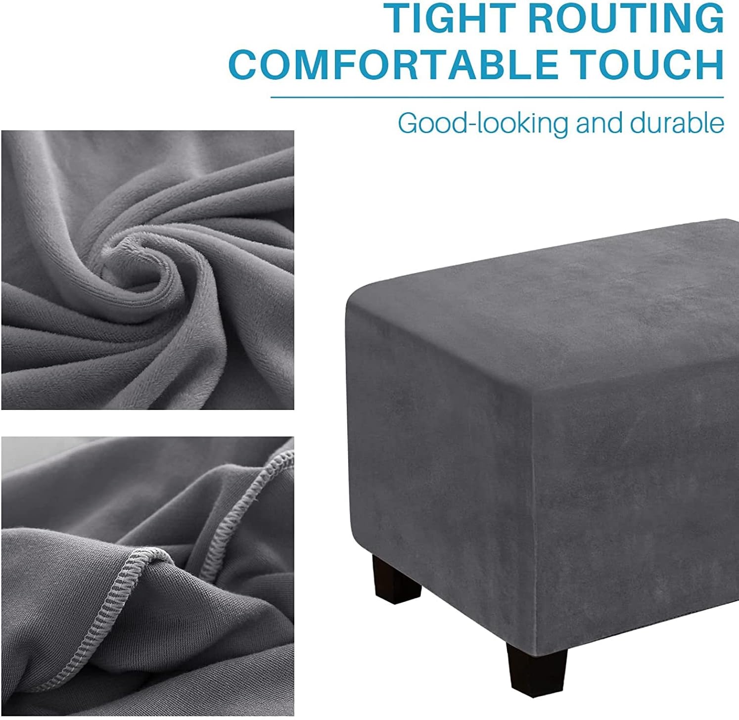 Konsilsa Velvet Ottoman Covers,Removable Footstool Protector Ottoman Slipcover Rectangle Folding Storage Furniture Protector with Elastic Bottom (Color : E, Size : X-Large)