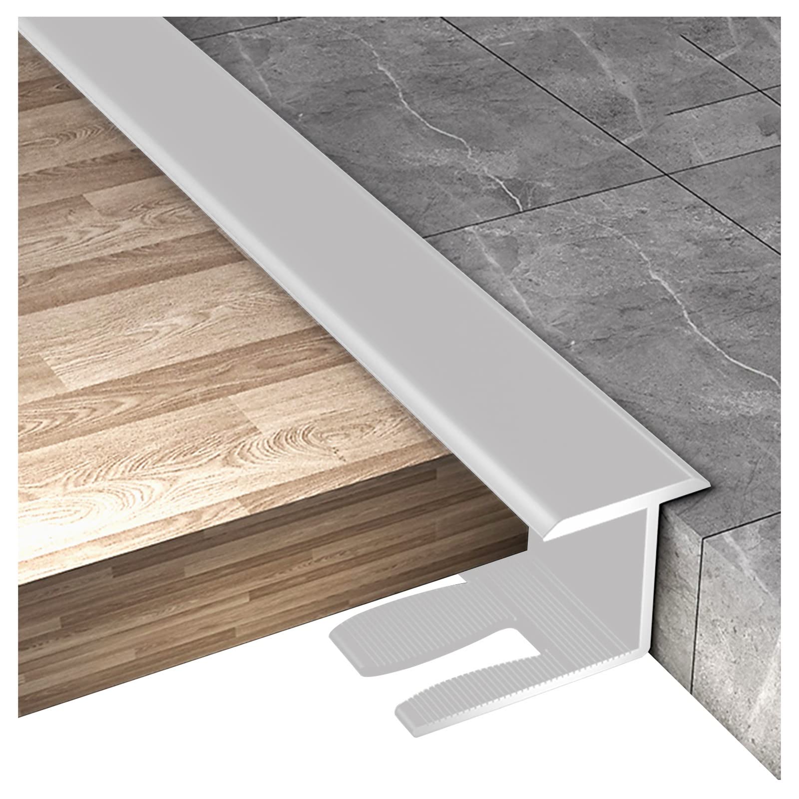 Remys Silver 1.5Cm Wide Doorways Lightweight Gap Connecting Strips,Carpet Floor Transition Strip, Aluminum Door Bar, For 0.5-0.6 Thickness Floor(,130Cm/51.2In)