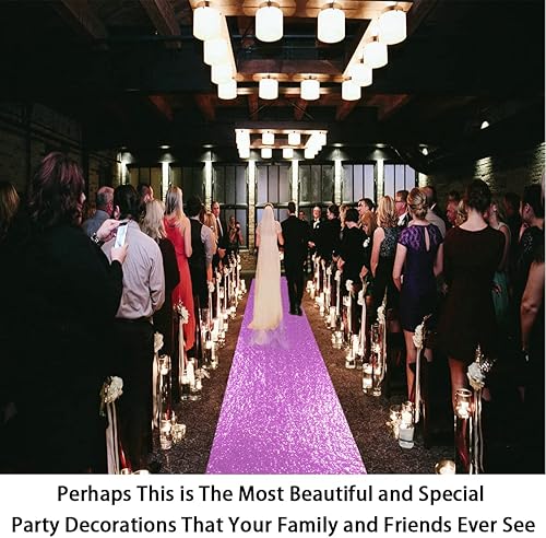 Miniatura 9 de ShinyBeauty Camino de pasillo de boda de 3 x 15 pies, con lentejuelas blancas, brillante, para ceremonias de bodas, interiores y exteriores (3 x 15