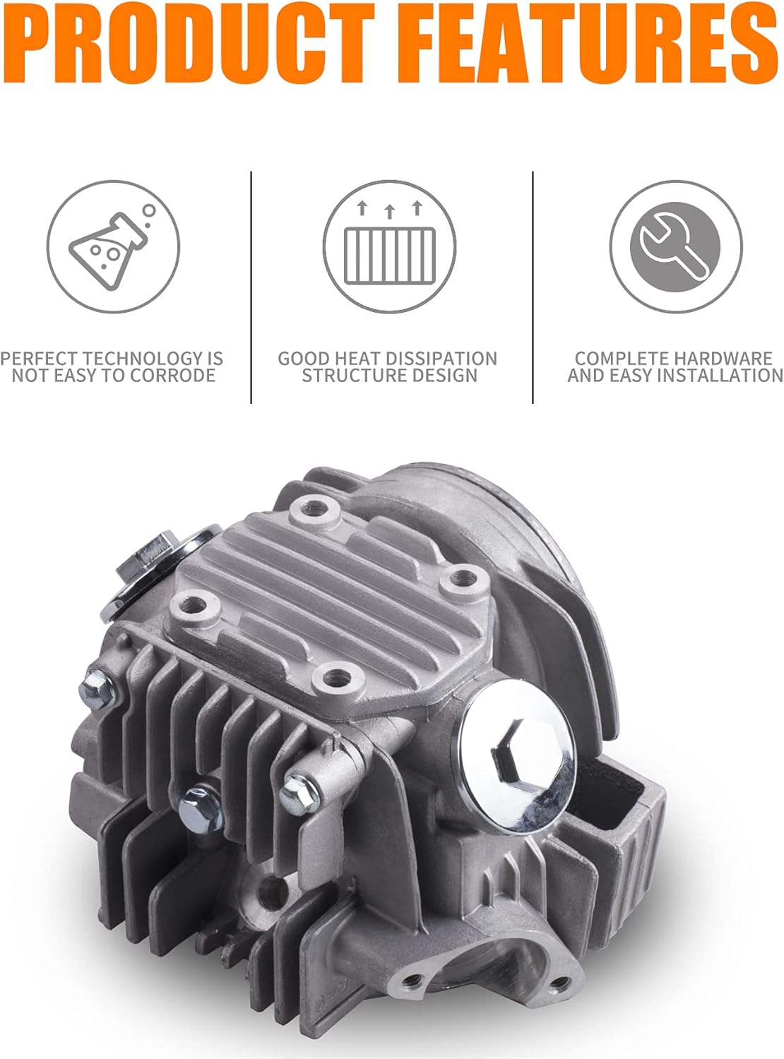 52.4mm Complete Cylinder Head Replacement for 4 Stroke 110cc Engine Chinese ATV Go Kart Dirt Bike Pit Bike Scooter Coolster TaoTao SSR