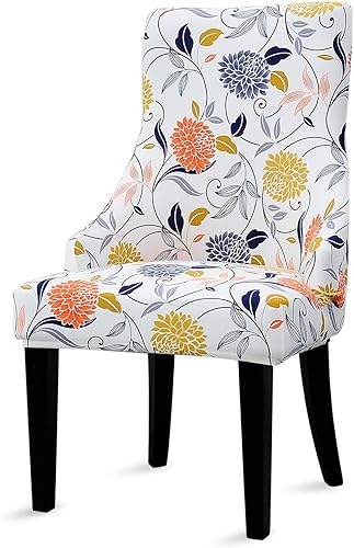 Liykimt Funda elástica para silla lateral con respaldo de ala, funda decorativa con brazo, silla de comedor tapizada lavable con protector de clavos