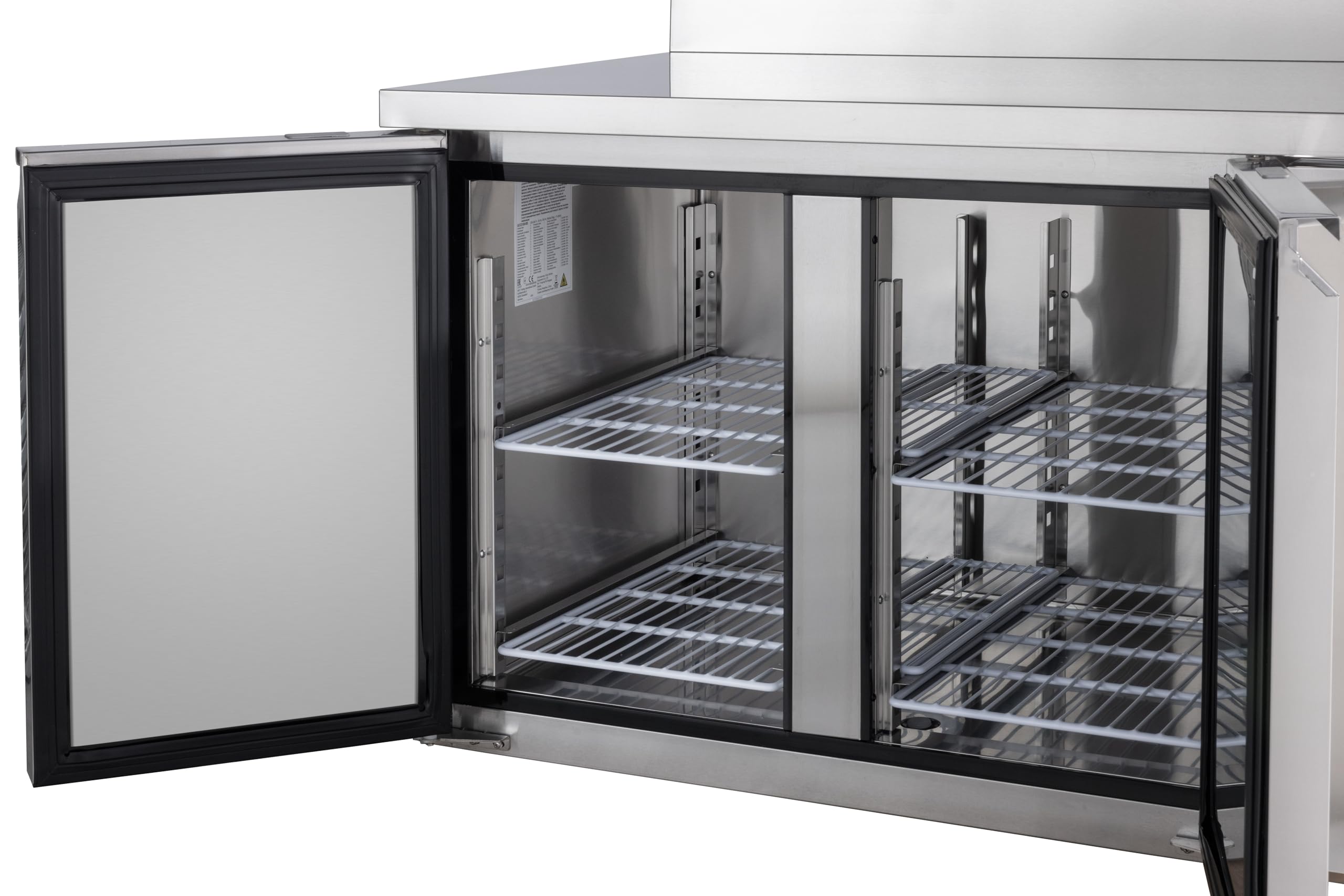 METRO Professional Mesa refrigerada GCC2100BS, 215 L, refrigeración por aire, 250 W, descongelación automática, con cerradura y cajones frigoríficos