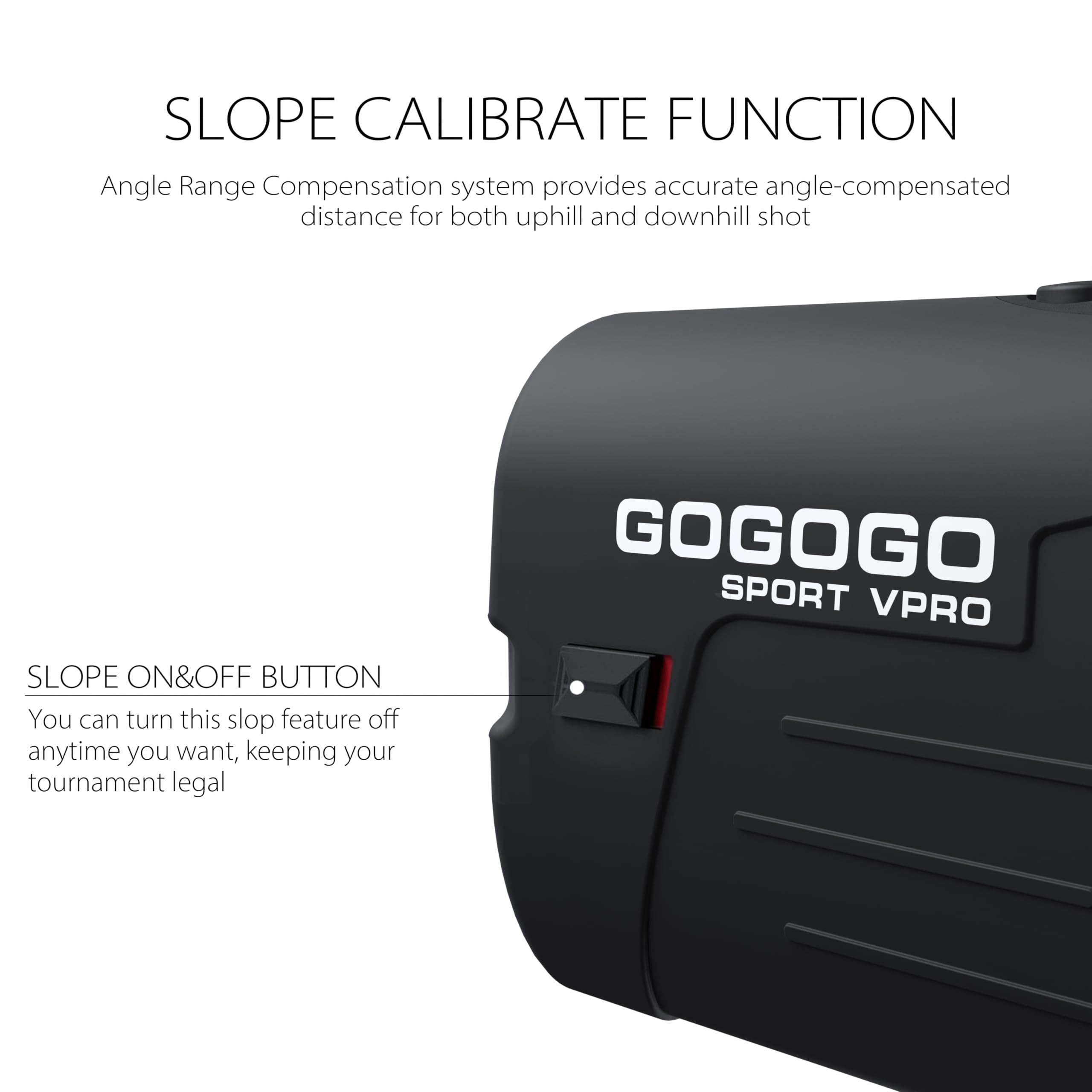 Gogogo Sport Vpro Telemetro Golf 1097 M(1200 Iarde) con Pendenza OFF/ON, Magnetica Telemetri con Ingrandimento 6X,Blocco della Bandiera e Vibrazione,Scansione,Velocità, Batteria Gratuita,Precisione ±1