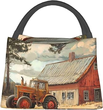Vintage Farm Tractor Lunch Bag for Women, Girls, Kids, Reusable Insulated Lunch Box for Work, Office, Picnic, Travel, School, Gifts