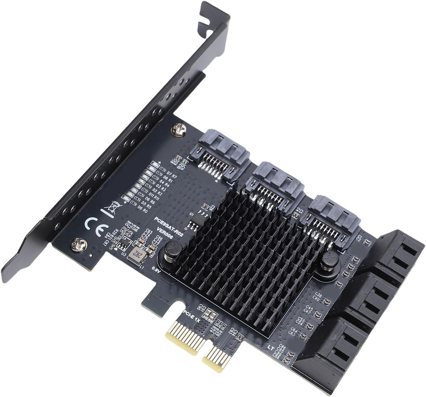 ASHATA PCIE 1X to Serial ATA3.0 Controller Card, 9 Port 6Gbps Expansion Cards, PCIE3.0 GEN3 Serial ATA3.0 Adapter for Desktop PC
