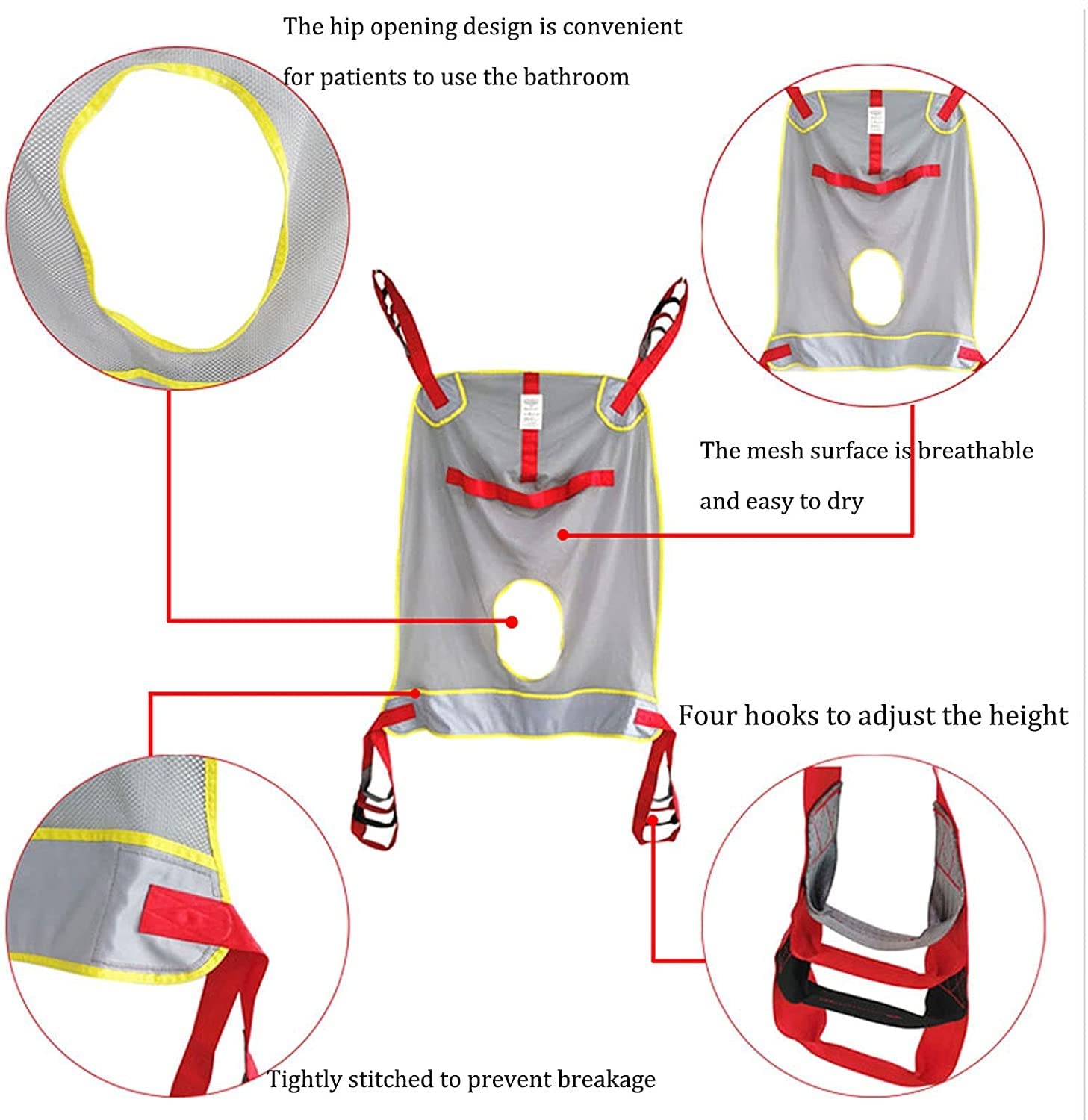 Arnés Elevación Paciente De Cuerpo Completo, Eslinga Elevación con Accesorios De Bucle,para Personas Mayores Discapacitadas Pacientes De Cuerpo Entero Ayudas Caminar Large