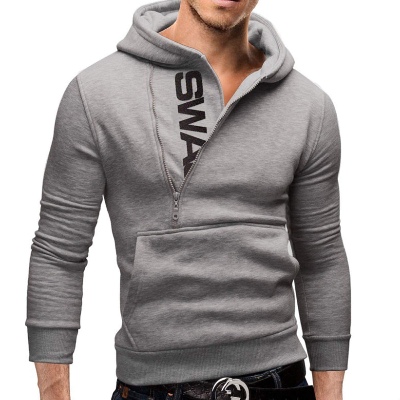 Sweat à capuche homme cachemire gris 4XL vêtement chaud manches longues hiver