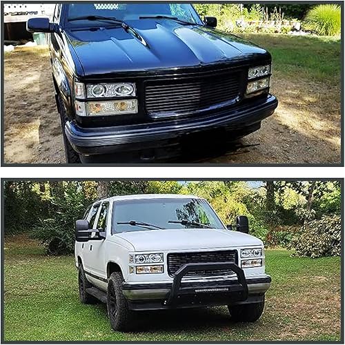 Vista 8 de SPEC-D TUNING Faros delanteros LED negros con halo + luces de parachoques + esquina compatible con GMC C/K C10, Sierra, Yukon, Suburban izquierdo +