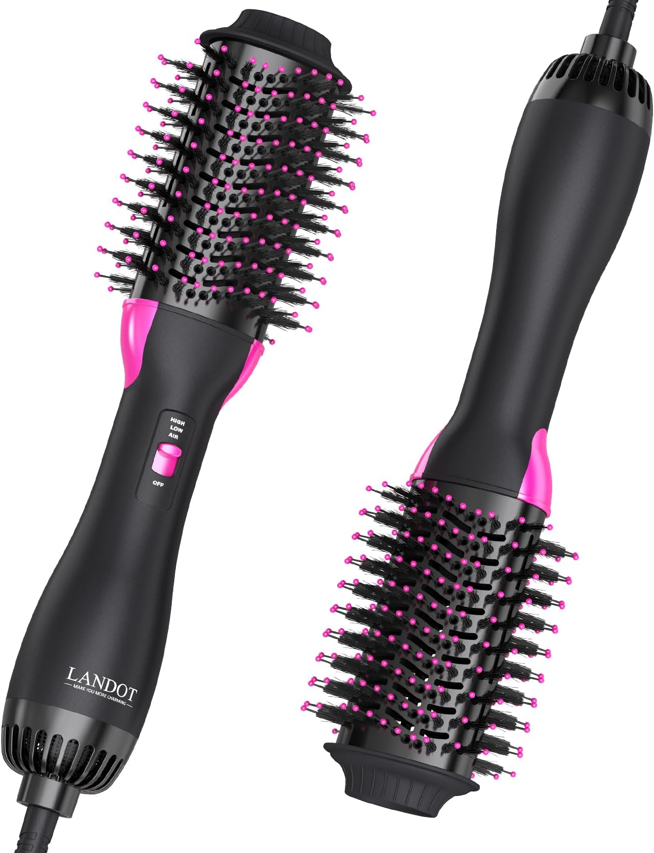 Hair Dryer Brush Blow Dryer Brush 2 in 1, Ionic Titanium Hair Dryer & Styler for Frizz-Free Smooth & Voluminous Hair, Salon Blowout at Home for All Hair Types