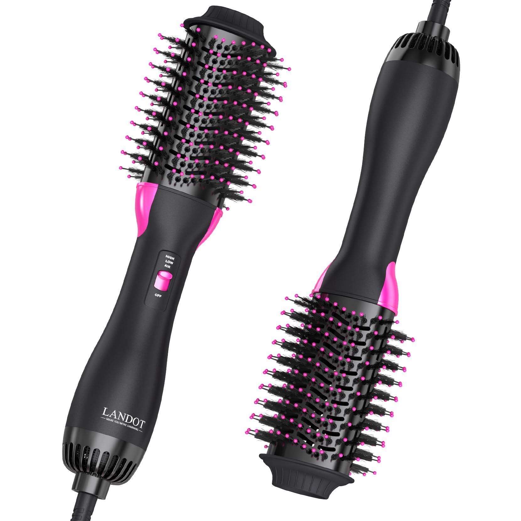 Hair Dryer Brush Blow Dryer Brush 2 in 1, Ionic Titanium Hair Dryer & Styler for Frizz-Free Smooth & Voluminous Hair, Salon Blowout at Home for All Hair Types