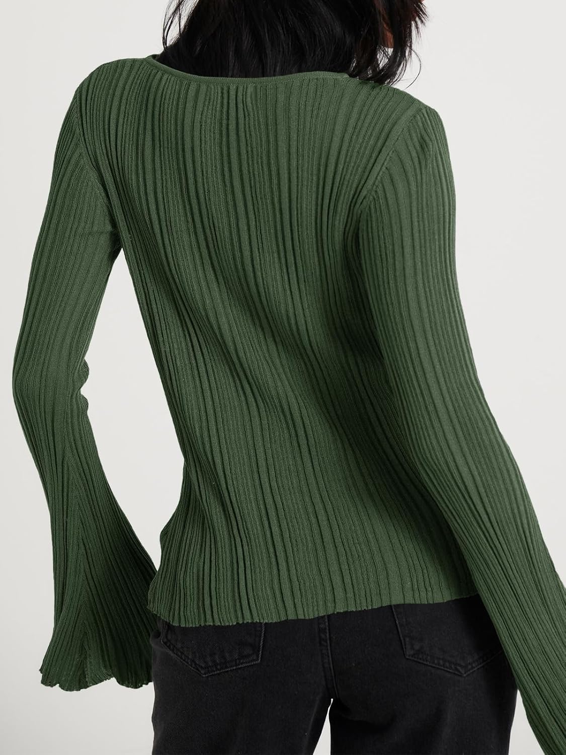 Cicy Bell Womens Bell Long Sleeve Tops Going Out Knitted Fall Pullover Lightweight Sweater Shirts - Image 4