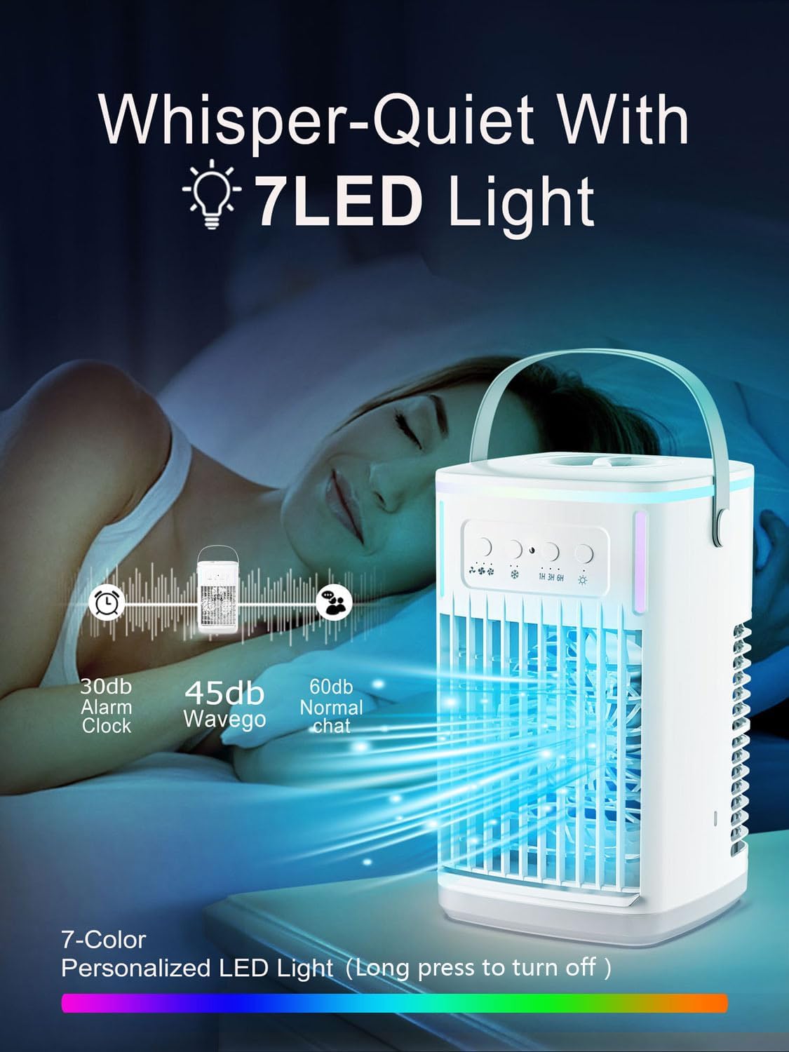 KEDESY Portable Air Conditioners Fan, Small Portable AC Unit with Remote, 1500ml Tank, 1-6H Timer, 3 Wind Speeds, Personal Mini Air Conditioner with Humidifier for Bedroom Office (White) - Image 6