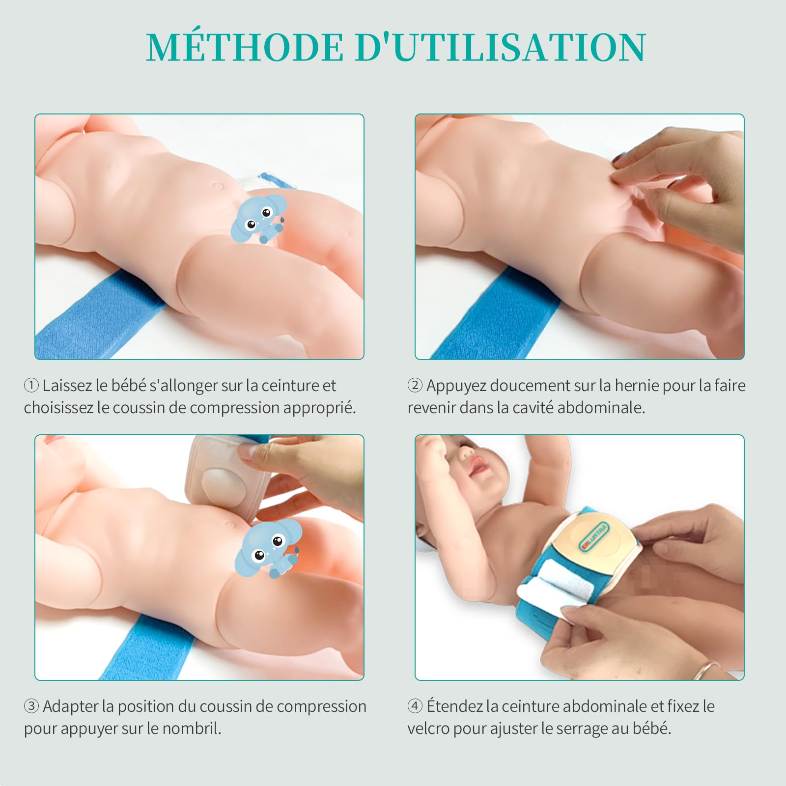 ENLUNTRA Hernie ombilicale,ceinture bébé,bande de ventre infantile,liant abdominal,pour hernie soutien truss enfants nombril,nombril bande nouveau-né,bébé fournitures,réglable,emballage (Bleu，S)