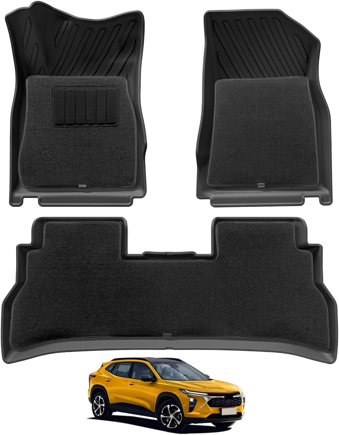 SMABEE Fit for 2024 2025 Chevy Trax Floor Mats with Blanket Carpet All Weather TPE Floor Liners for Chevrolet Chevy Trax 2024 Accessories Car Mats Waterproof Interior 1-2Row Floor Mats (with Blanket Carpet)