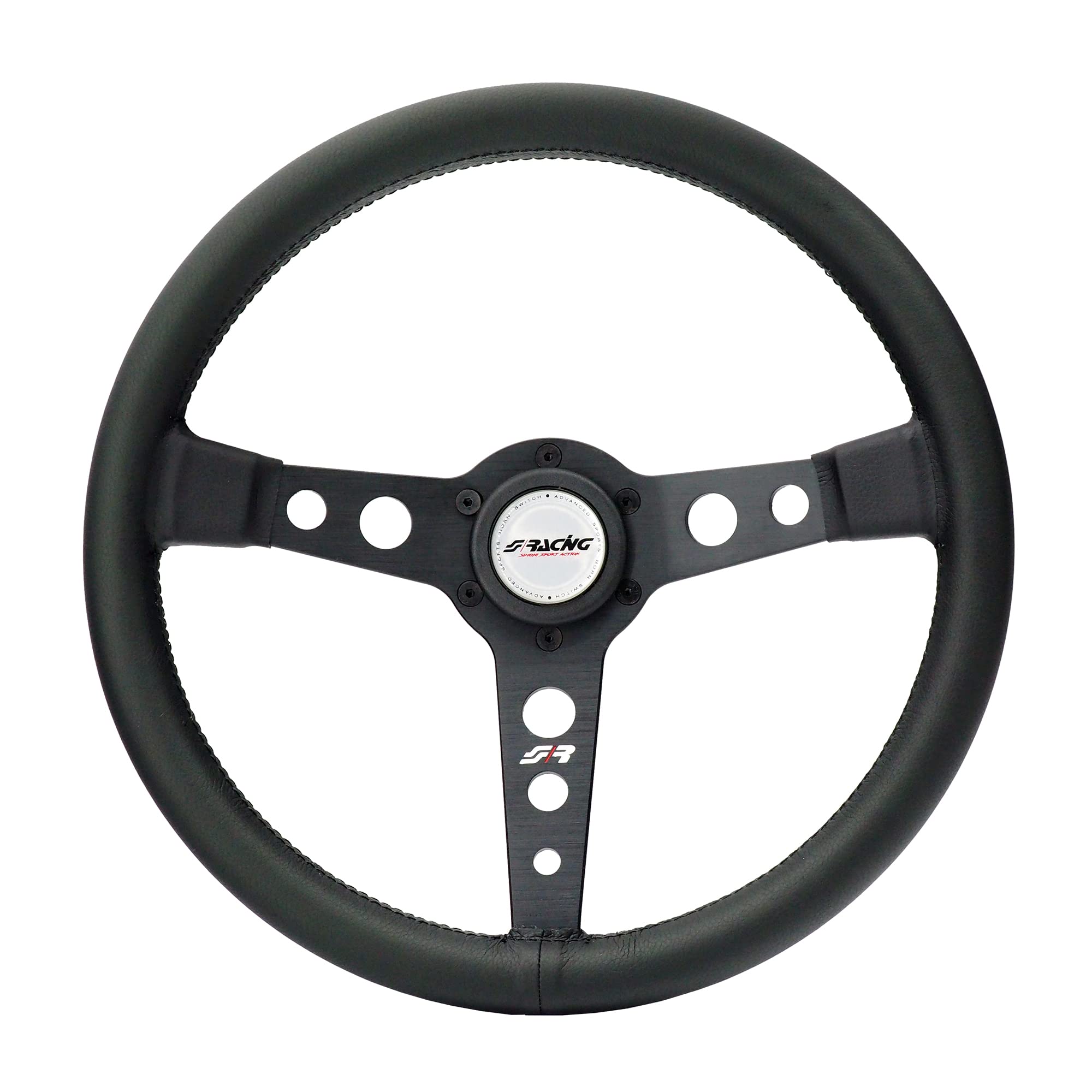 SIMONI RACING Grinta Volante Universale in Eco Pelle Nera Raze in Alluminio Nero