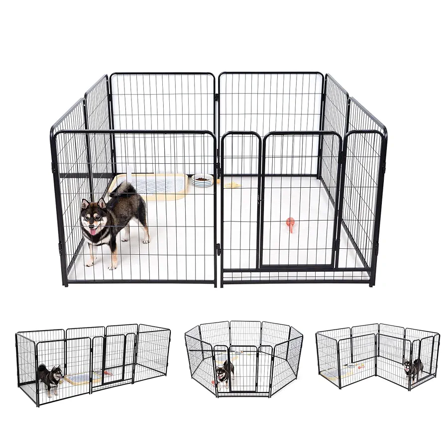 KIRATAKU 大型犬 サークル スチール製 ペットケージ 大型ブラック Amazon | KIRATAKU 大型犬 サークル スチール製 ペットサークル