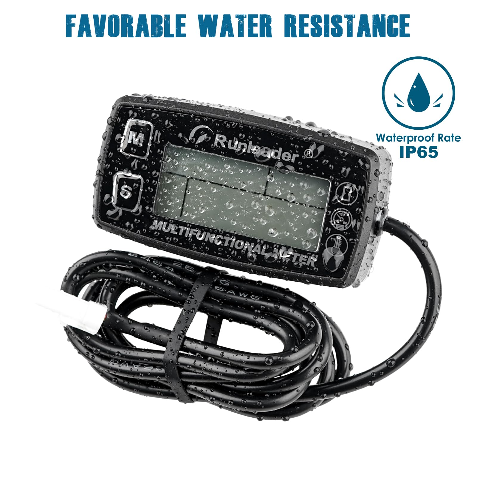 Runleader Digitaler Motortemperaturmesser, Wartungsstundenzähler, Batteriewechsel für Gartentraktor, Generator, Motorrad, ATV, Schneemobil usw.