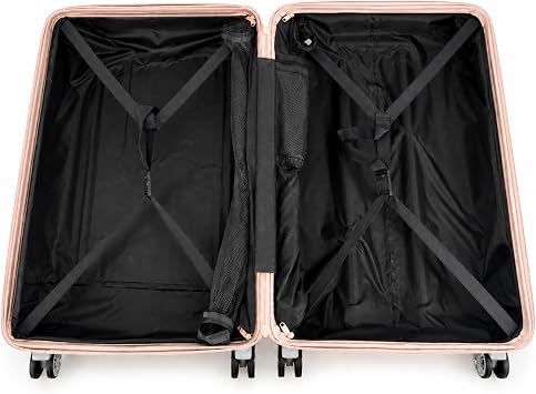 Gabbiano Macan 3 Piece ABS Luggage Set Expandable Hardshell Suitcase with Add-A-Bag Strap, TSA Lock & 8-Wheel Spinners Lightweight (20 Carry On, 26 Medium, 30 Large) (Rose Gold, Large 30)