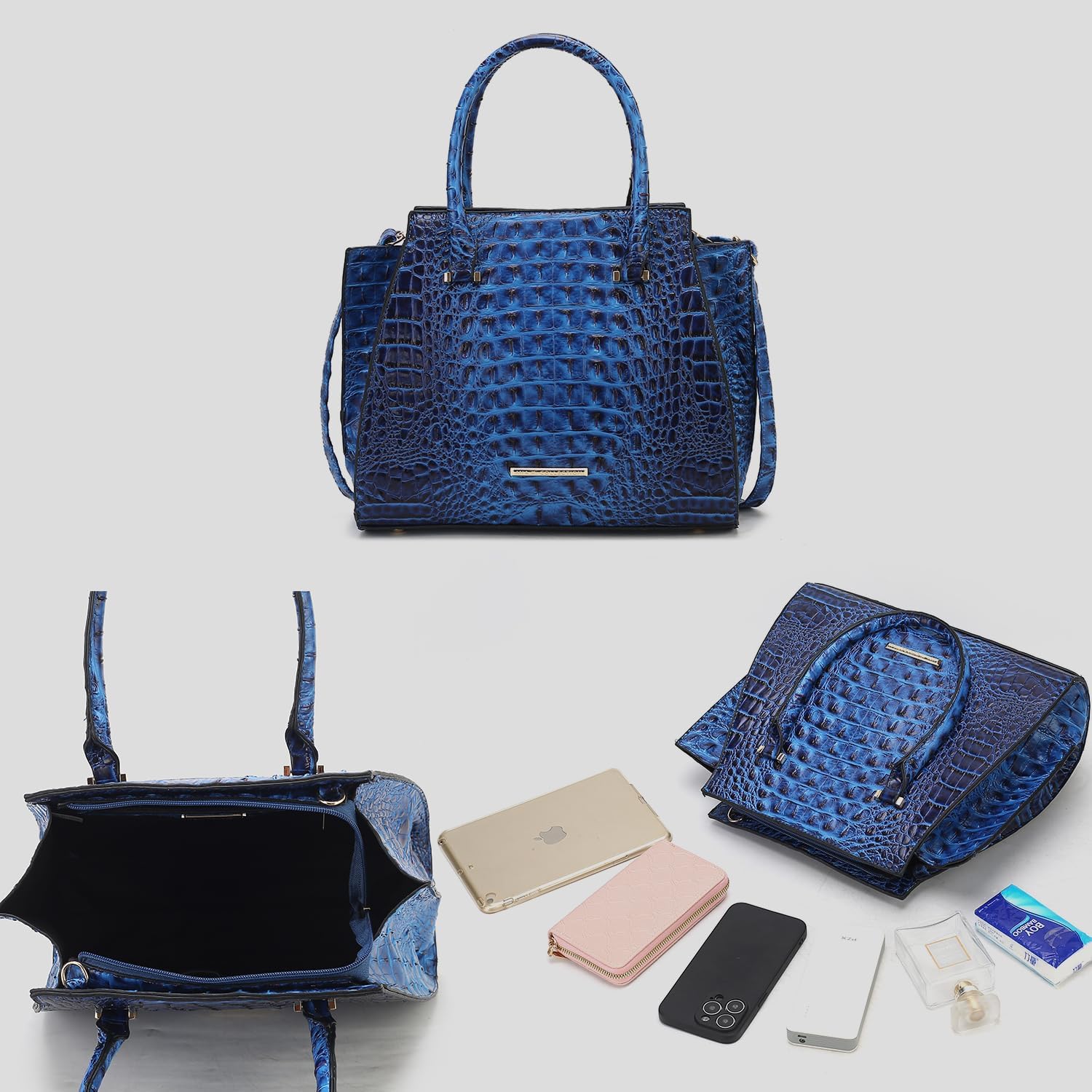 MKF Collection Tote Bag for Women & Wristlet Wallet, Crocodile-Embossed Vegan Leather Top-Handle Handbag Purse Set by Mia k - Image 6