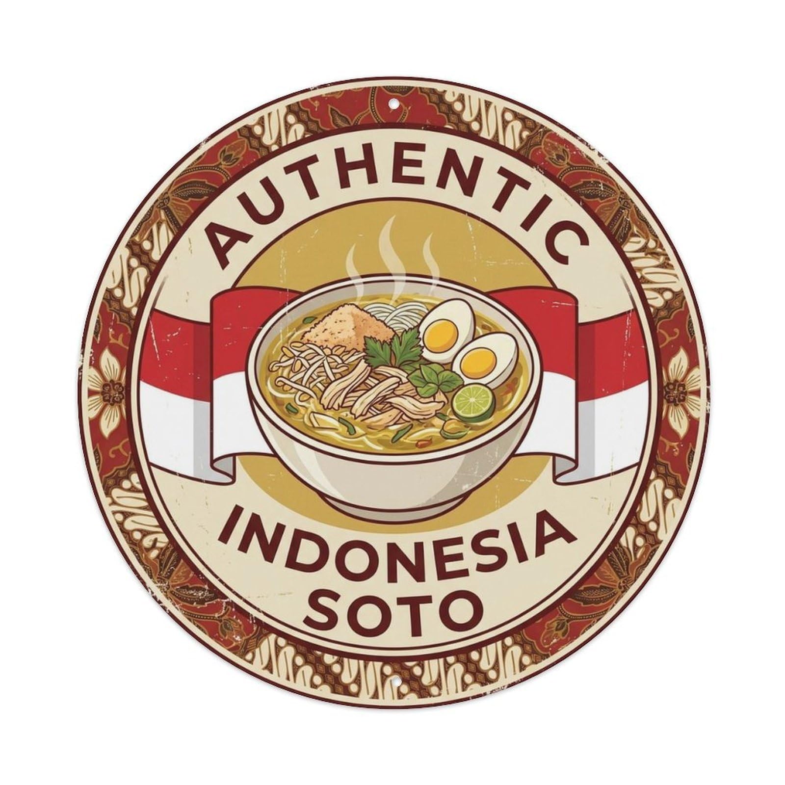 Indonesia Travel Soto Indonesian Soup Cuisine Metal Tin Sign