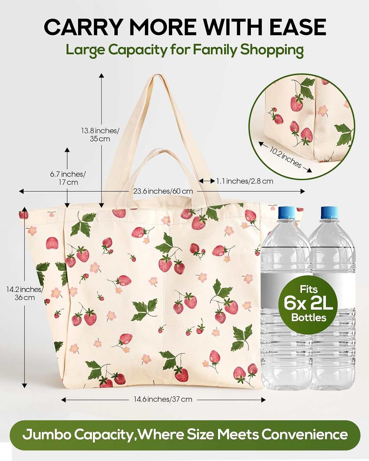 Miss Adola Cute Extra Large Canvas Grocery Tote Bag