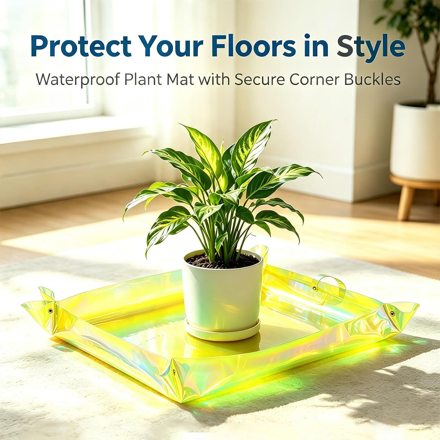 Kasepie Pink PVC Plant Repotting Mat, 19x27 Inch, Foldable Dirt Control Tray for Indoor Transplanting, Gardening Gift for Women and Men (Green) image 4