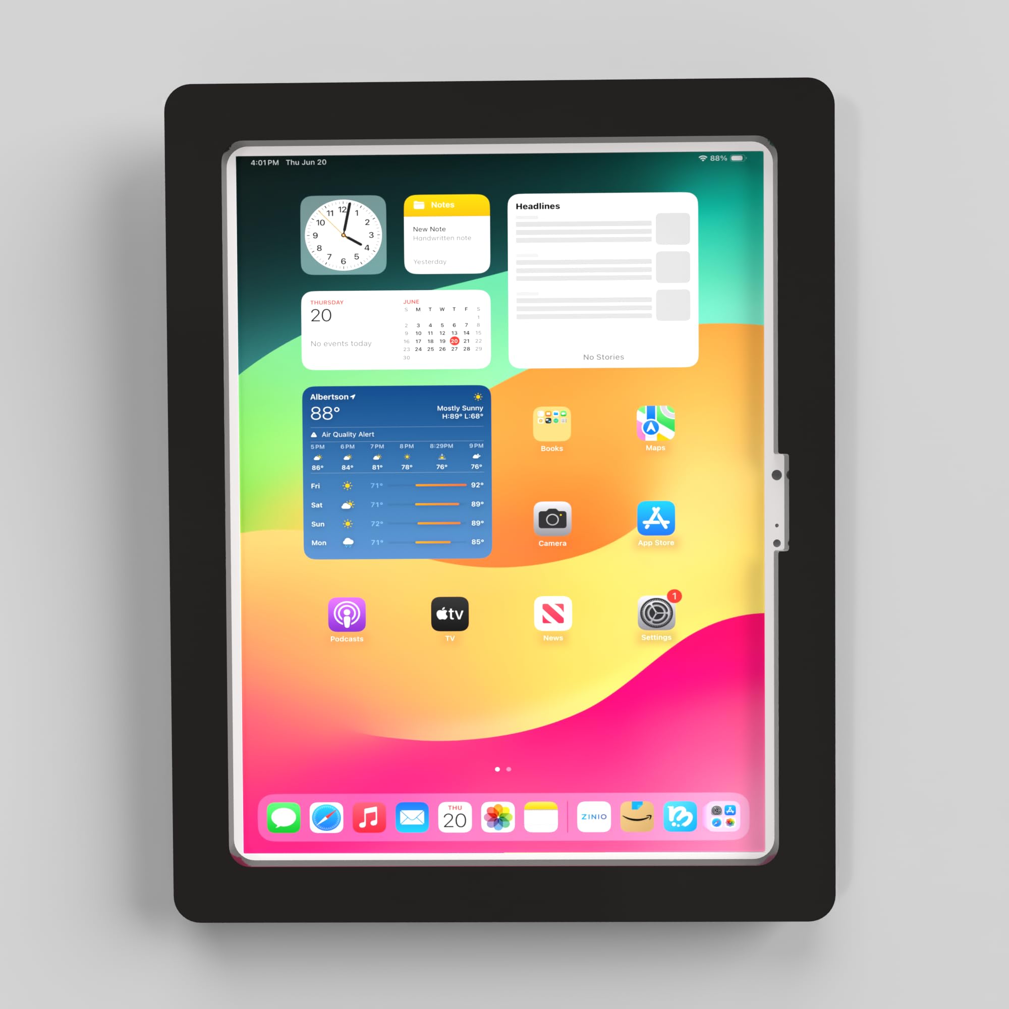 Enclosure VESA antifurto in acrilico per Apple iPad Pro 11" 2024 (5a generazione) con kit di montaggio a parete gratuito e cavo USB C ad angolo di 90 gradi (iPad Pro 11 2024, nero)