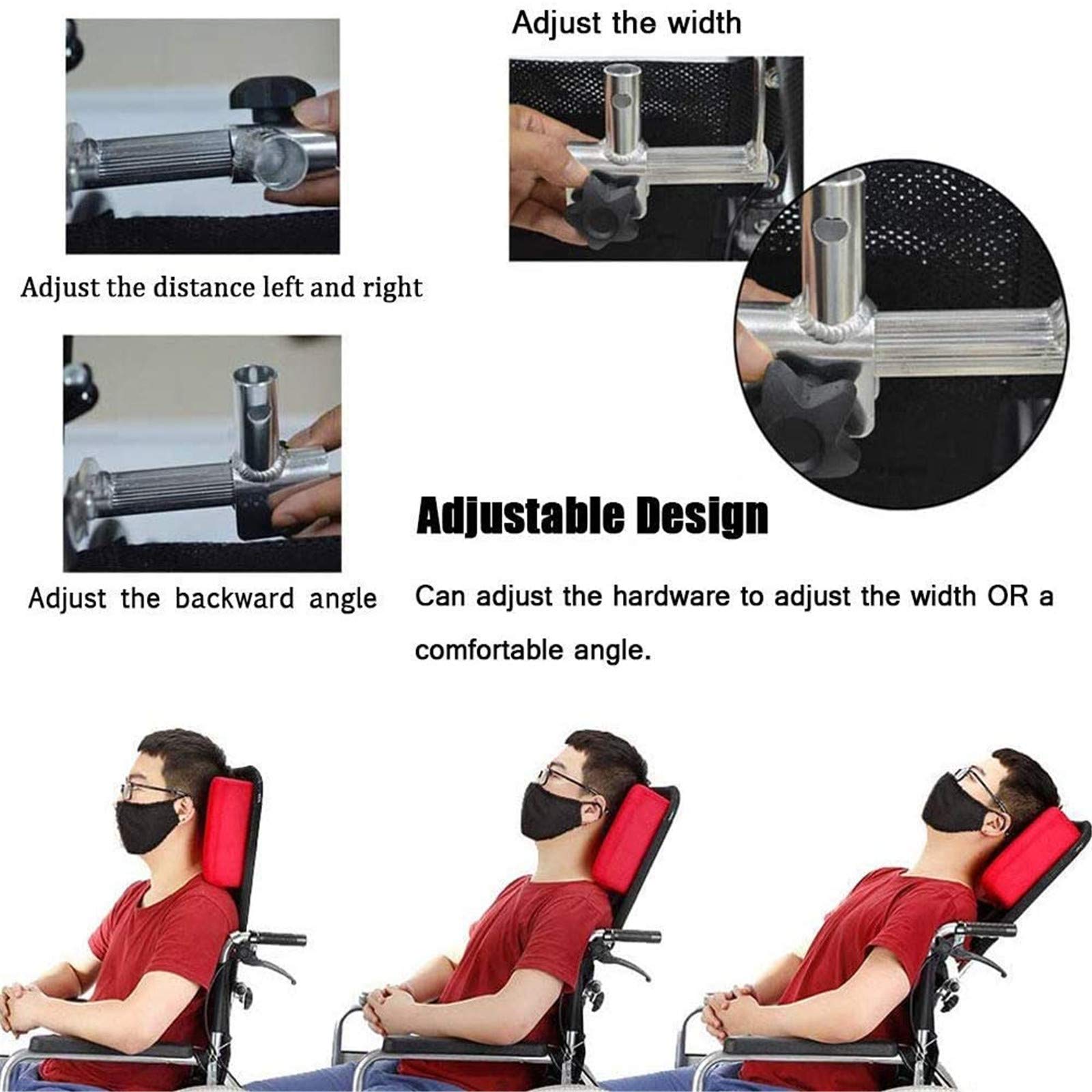 Reposacabezas para Silla de Ruedas, Soporte para el Cuello, Acolchado Ajustable para la Cabeza, cómodo cojín para el Respaldo del Asiento para Adultos, Accesorios universales portátiles para sillas d