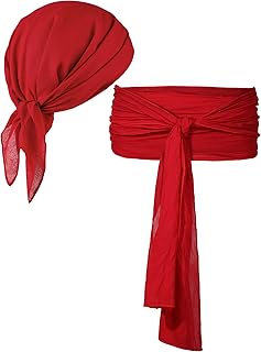 2 Pieces Pirate Costume Pirate Hat Women Pirate Head Scarf and Pirate Sash Belt Pirate Dress Accessories for party