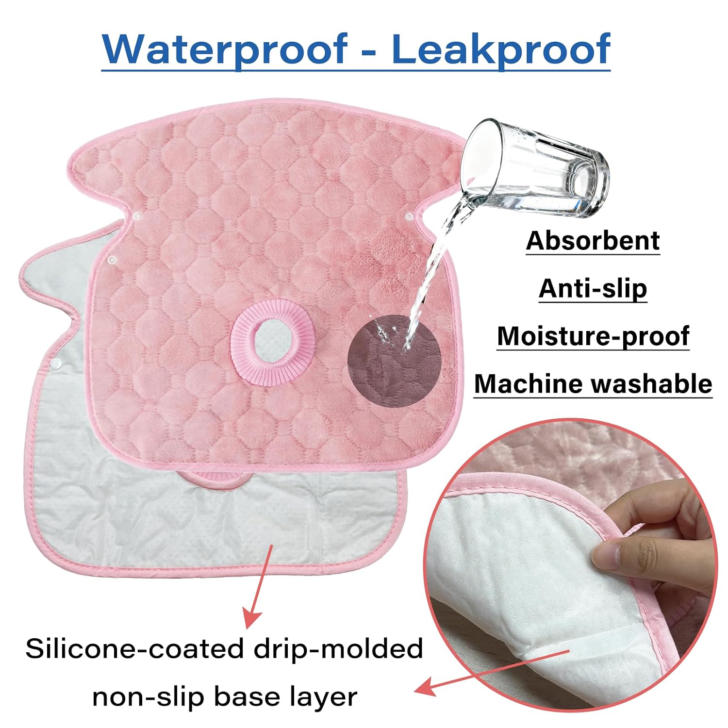2 Pack Piddle Pads for Strollers, Seat Liner Cover to Prevent Pee, Seat Protector Waterproof, Baby Potty Training Carseat Protector-Waterproof, Leak-Proof, Washable(Pink)
