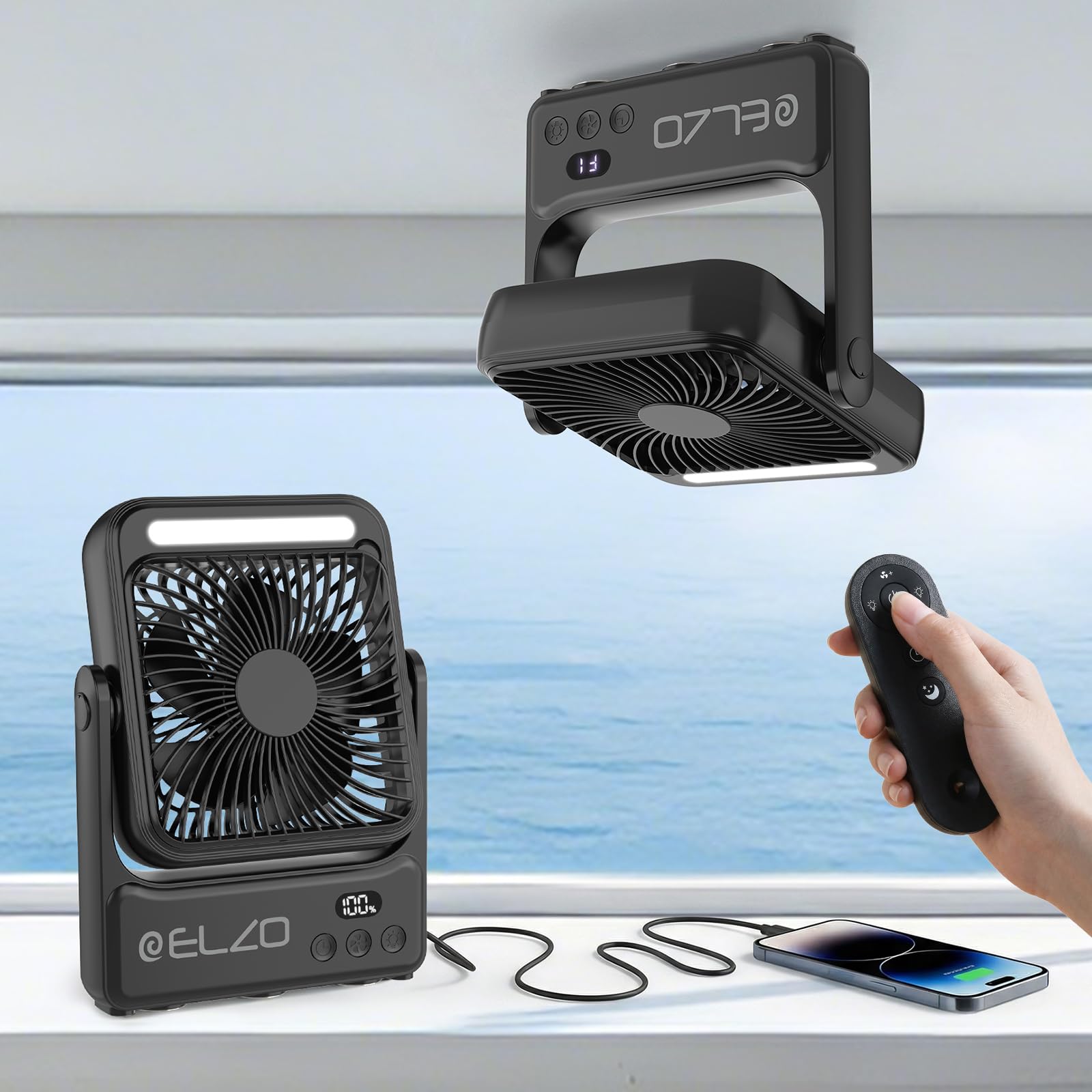 Ventilatore da viaggio magnetico ELZO da 10000 mAh per cabina di nave da crociera con luce notturna, portatile ricaricabile aggiornato, 4 velocità con gancio, essenziali approvati per crociera 2026