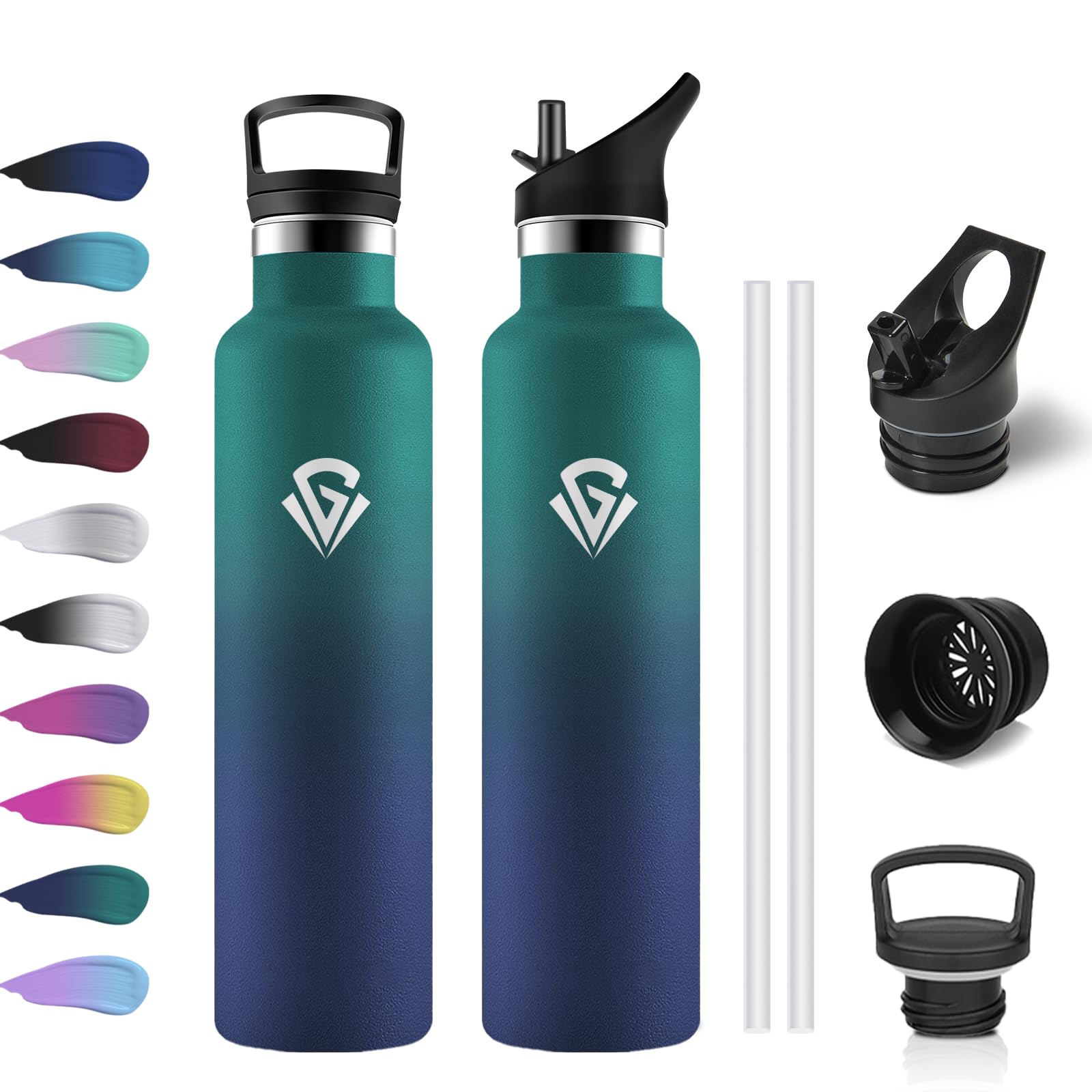 Botella Agua Acero Inoxidable 750ml, Cantimplora Termo con Pajita y Filtro, sin BPA, Reutilizable, Fácil de llevar, Termo a Prueba de Fugas, Cantimplora para Adultos, Oficina, Escuela, Bicicleta — view 19