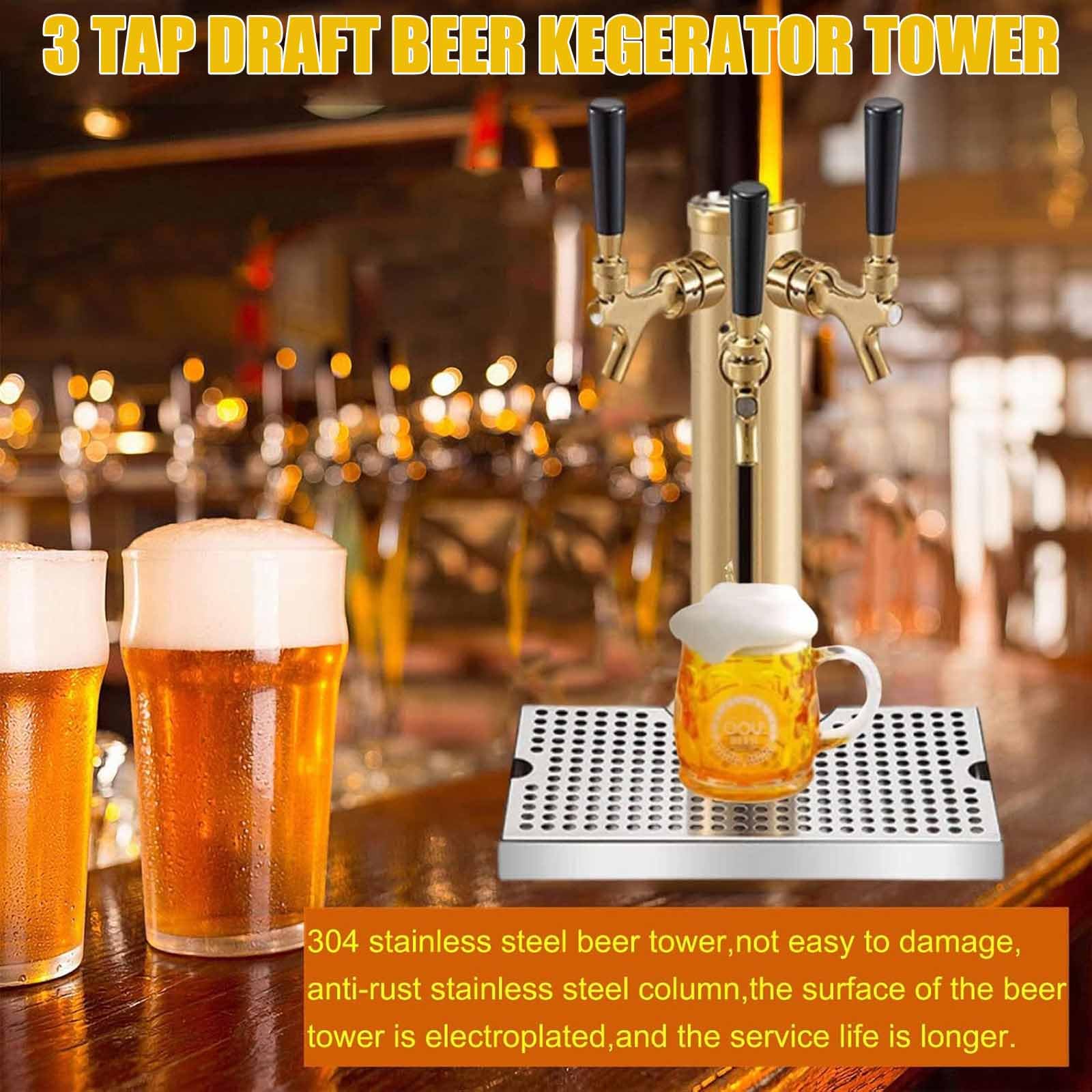 Torre Kegerator de barril de cerveza, grifo de acero inoxidable, diseño resistente y duradero, fácil de instalar, desmontaje completo para elaboración casera y uso comercial