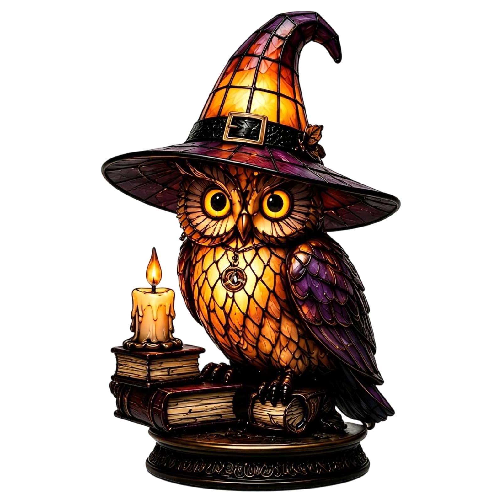 Stained Glass Witch Hat Lamp Acrylic Halloween Night Light USB Powered