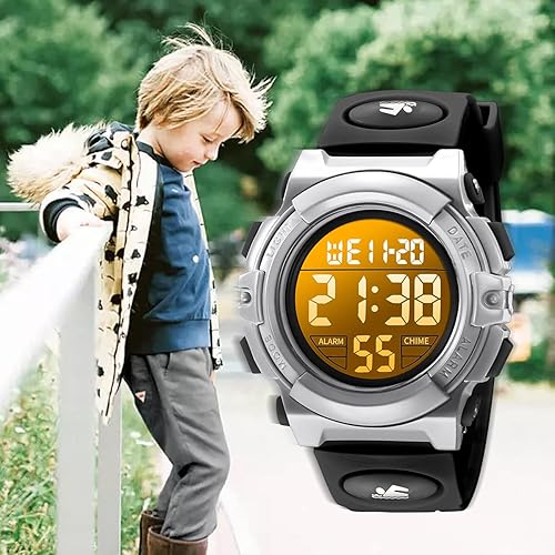 Miniatura 4 de Reloj analógico para niños, reloj para niños de 6 a 15 años, reloj digital para deportes al aire libre, multifuncional con cronógrafo LED 50 M