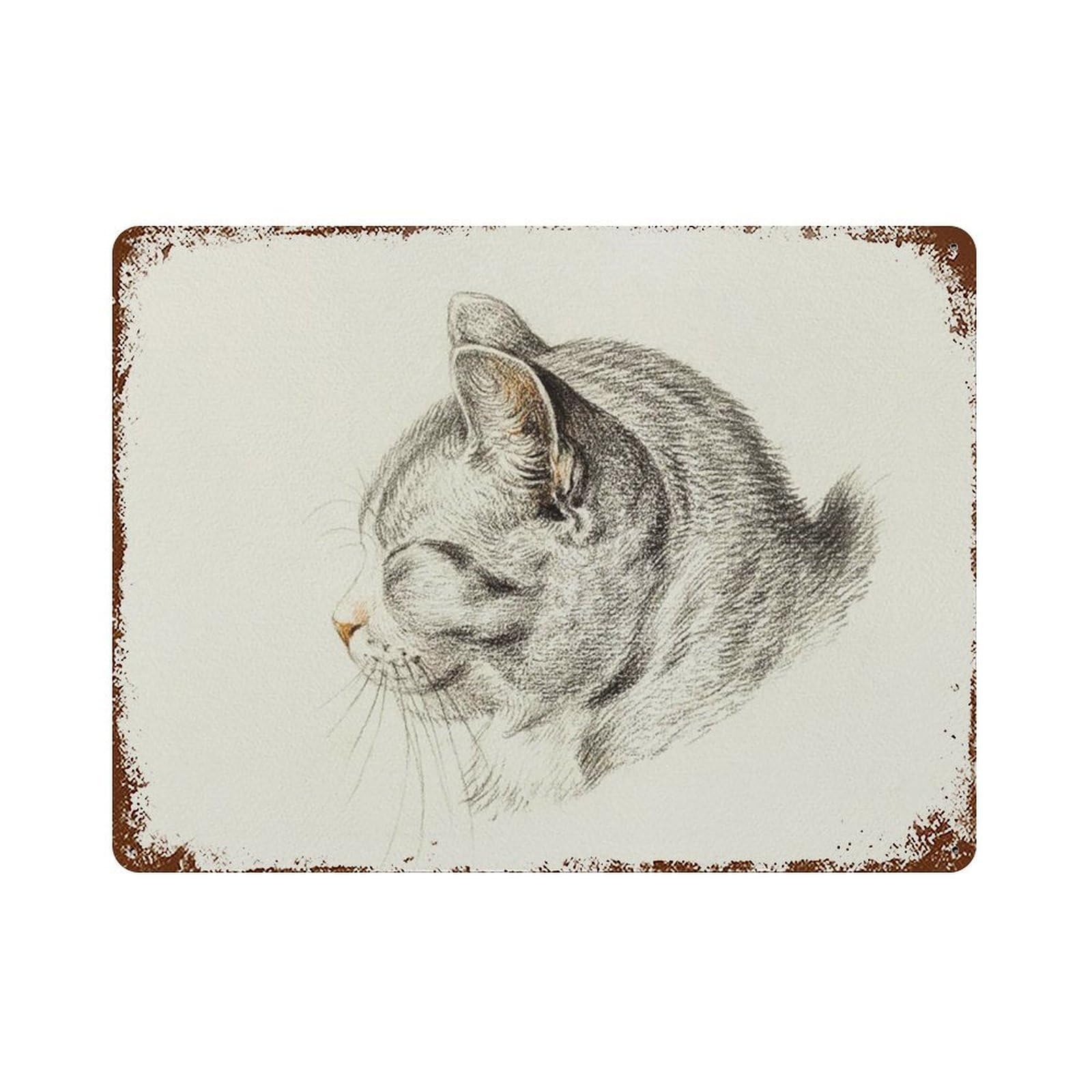 xiaoxiaoshen Cat Vintage, Sketch, Drawing, Gifts for Lovers, Able Work Wall Decor Art Metal Tin Poster Modern Home Decor Art Home Bar Shop Decorations Vintage Sign 30x40cm