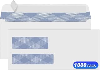 PANDRI 1000 Pack #9 Double Window Self-Seal Envelopes, Security Tinted
