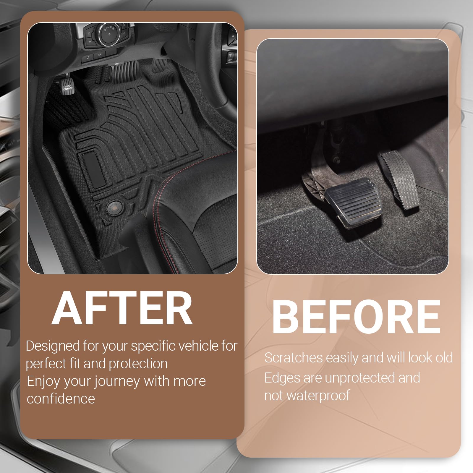 AUXKO Tappetini Auto In TPE Per Jeep Compass 2017-2024 – Kit Completo Anteriore + Posteriore + Baule – Antiscivolo, Pareti Alte