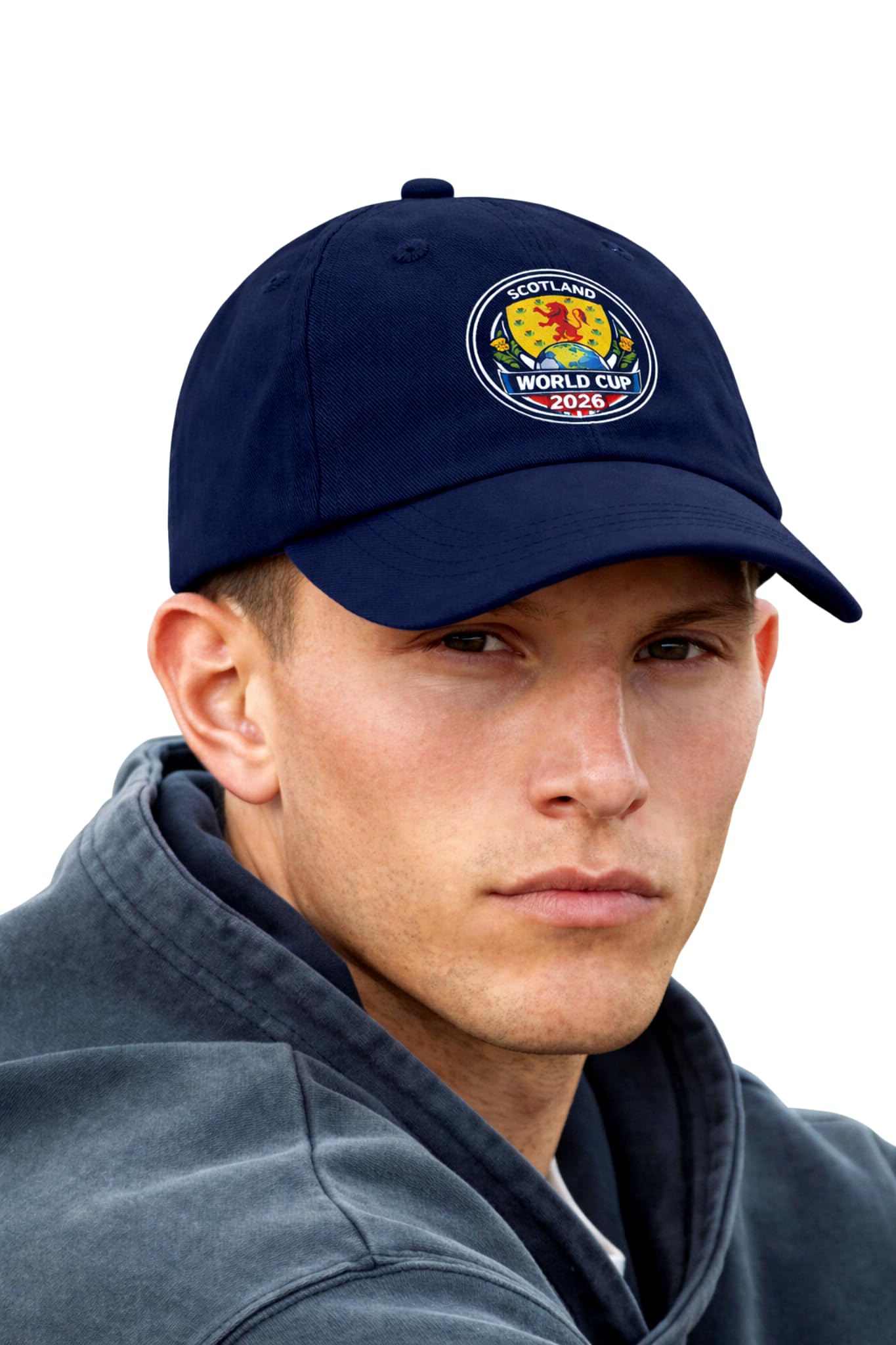 4SP® Scotland World Cup 2026 Logo Organic Cotton Dad Cap, 6 Panel, Adjustable, Casual Style, Unisex, One Size (UK, Alpha, One Size, Navy)