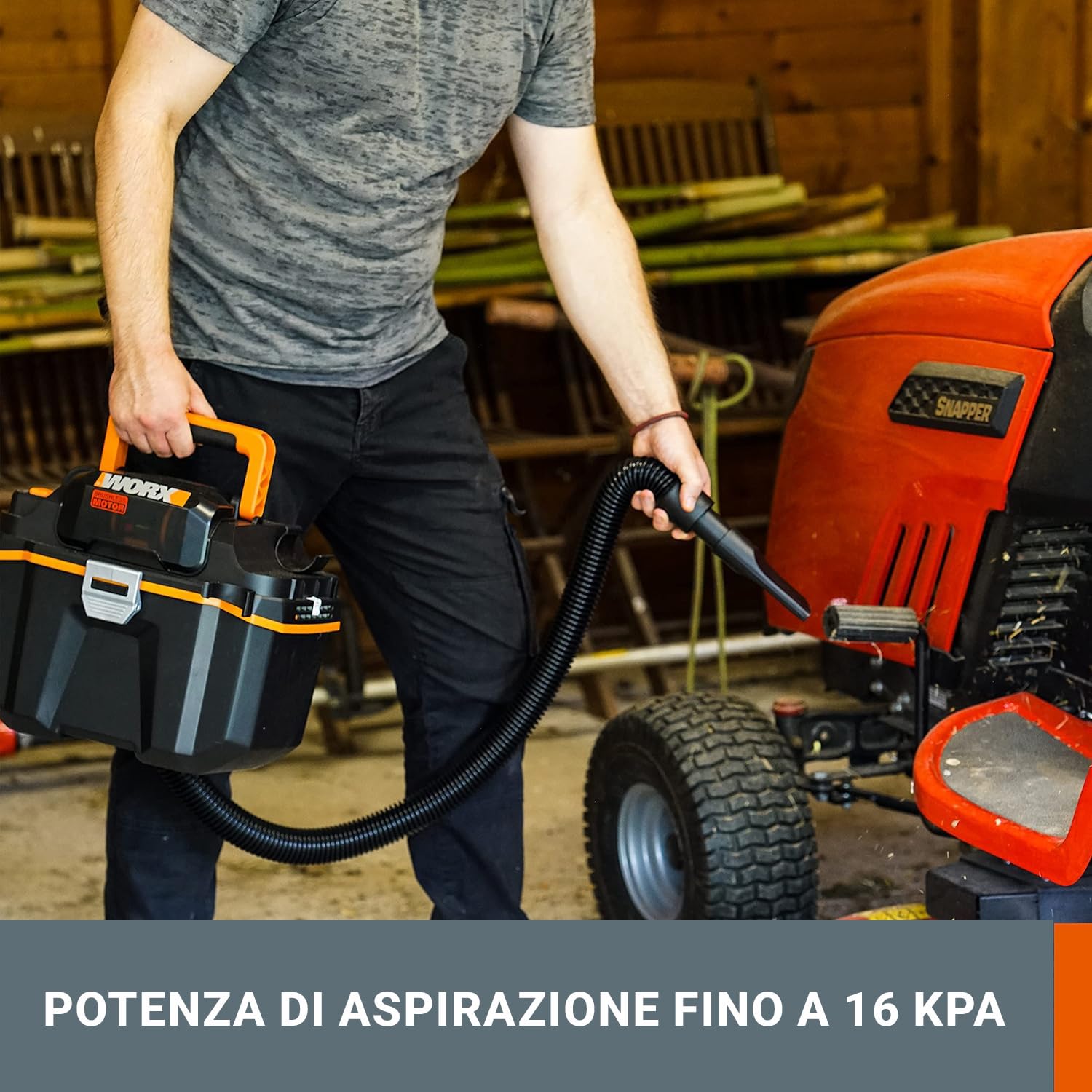 WORX WX031.9 Aspirapolvere compatto a secco e umido brushless da 20V a batteria - Solo utensile (Senza Batteria e Caricatore) - Portatile e maneggevole
