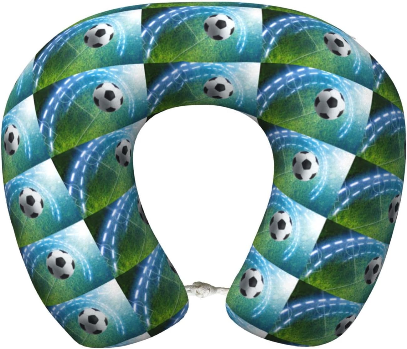 Cuscino da viaggio con stampa palla da calcio, cuscino da collo in memory foam, cuscino portatile per hotel, campeggio, chi dorme sul lato e per chi dorme sulla schiena