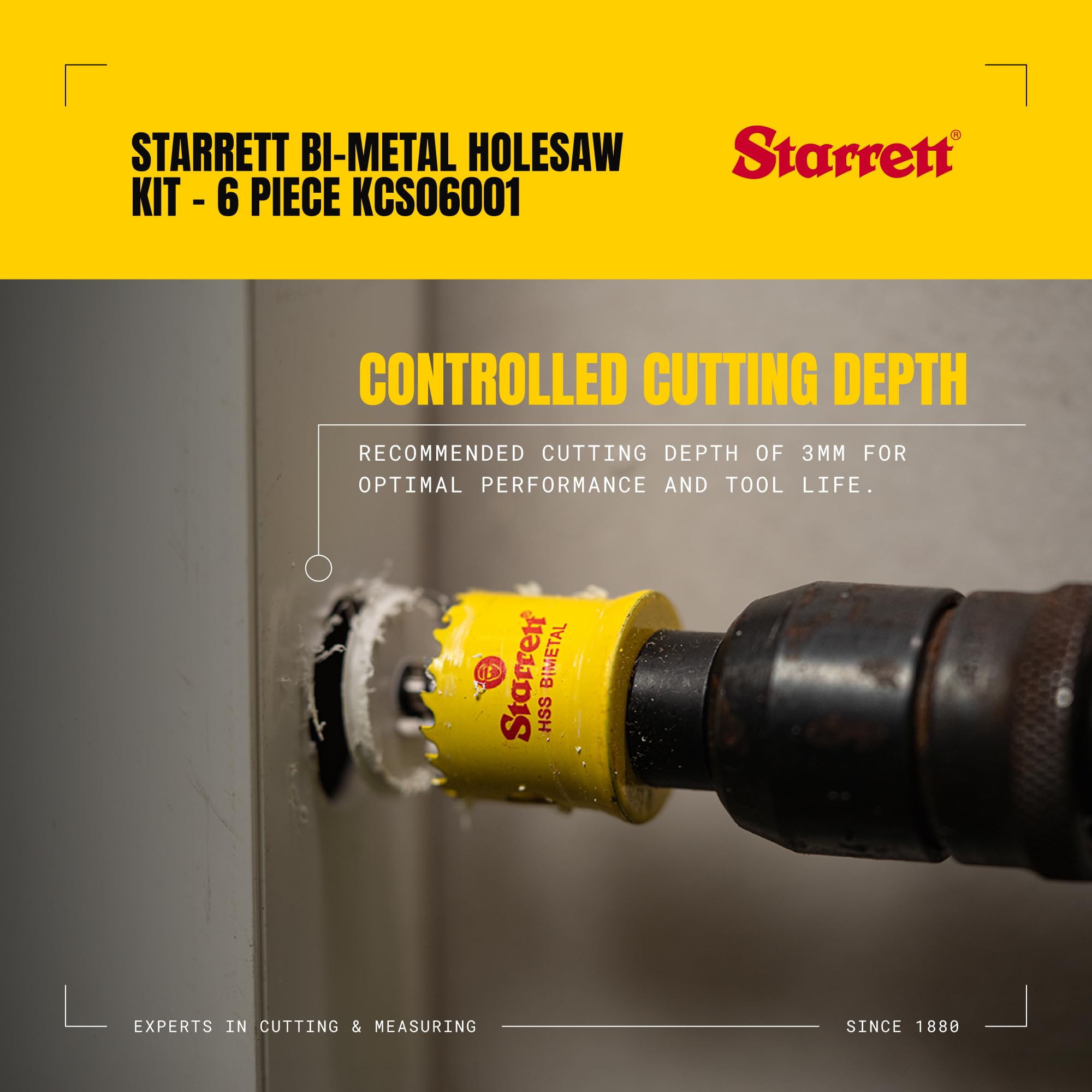 Starrett KCS06001 Kit per sega a tazza Bi-metallo, taglio uniforme, senza fili, 6 pezzi