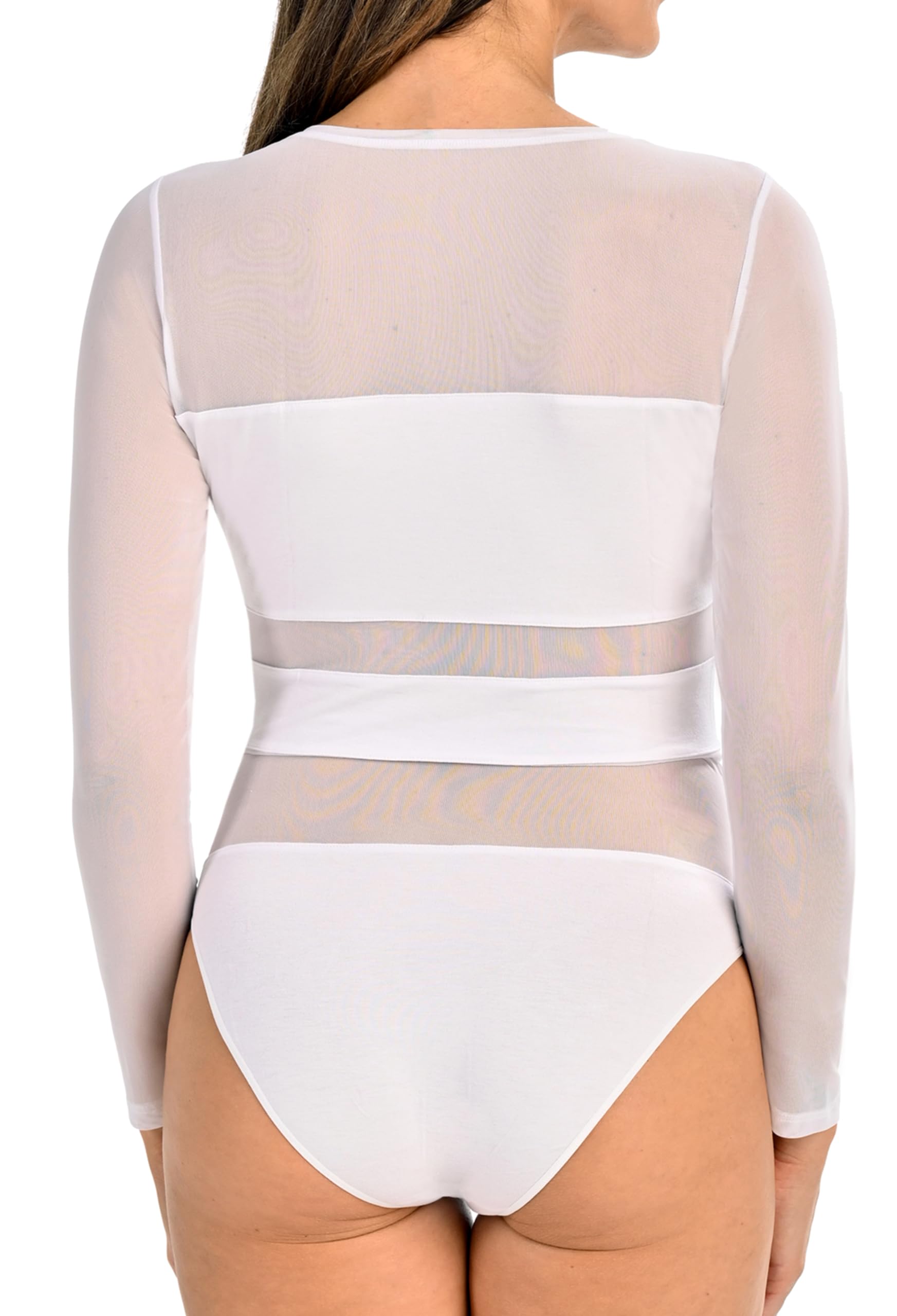 Teyli Body De Manga Larga Para Mujer Elegante Y Cómodo Con Inserciones De Malla Ajustado Suave Y Versátil Ideal Para El Día A Día Y Para Cualquier Ocasión.